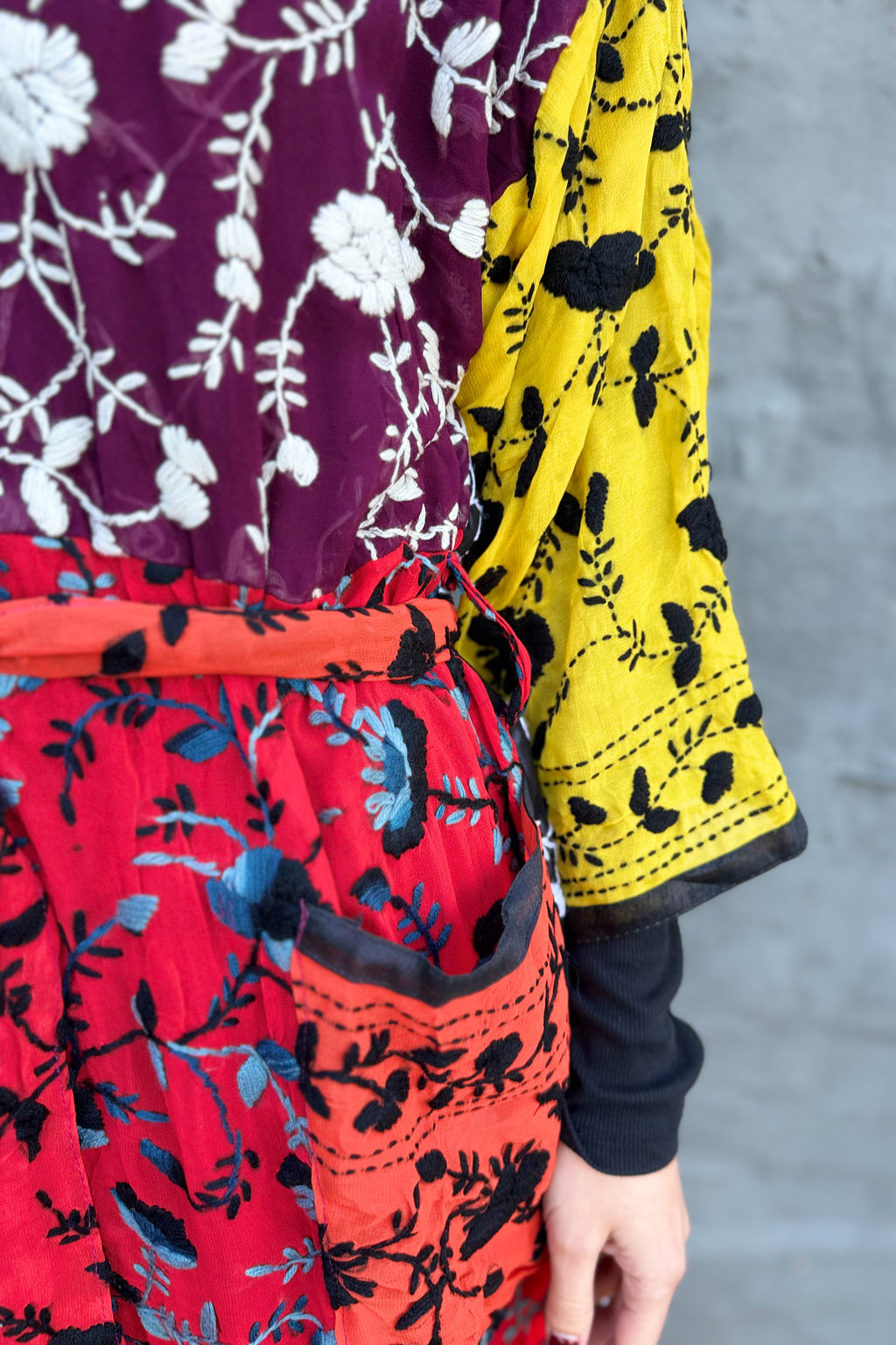 Phulkari Kimono In Ebony Flame