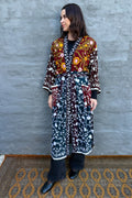 Phulkari Kimono In Midnight Wine