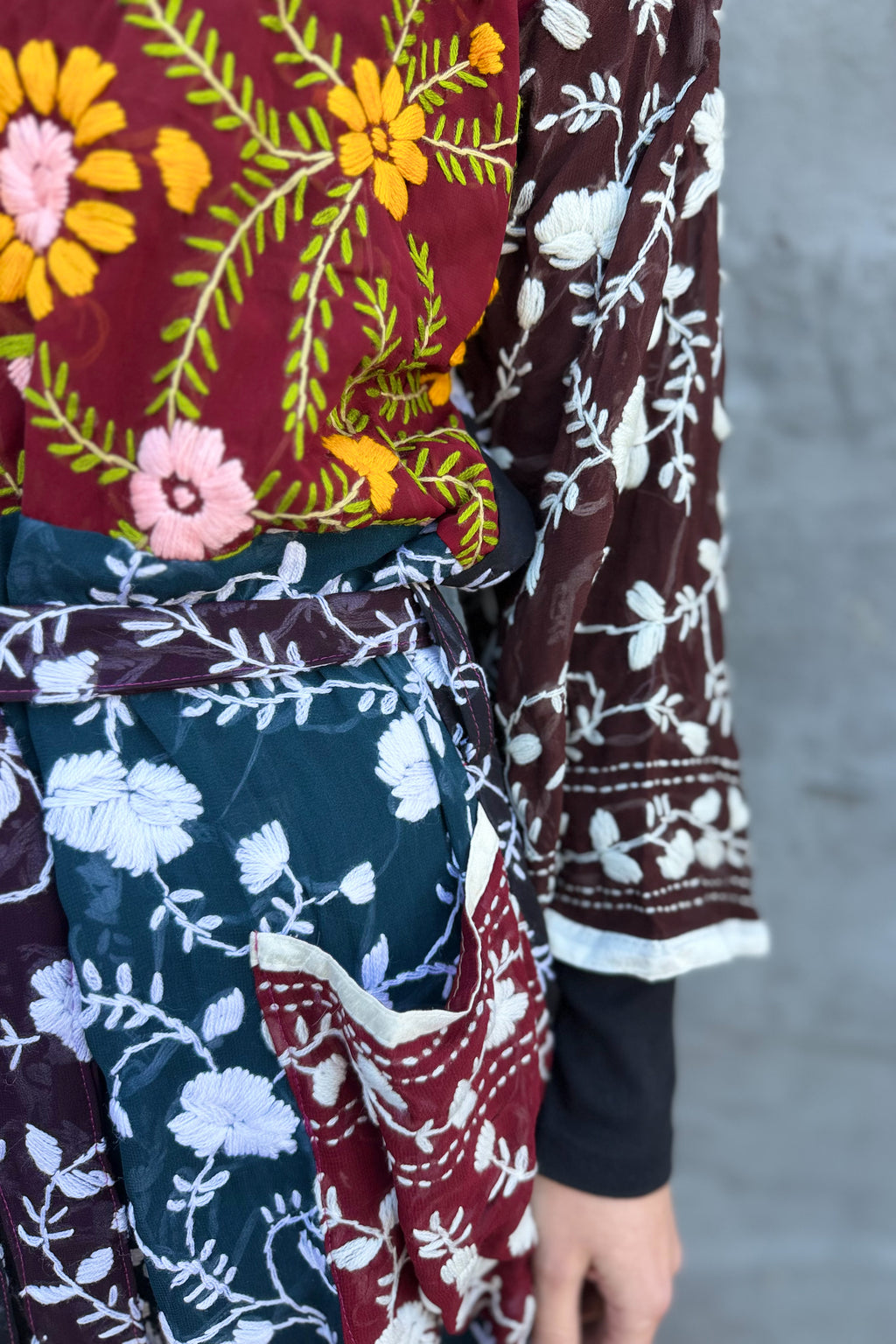 Phulkari Kimono In Midnight Wine