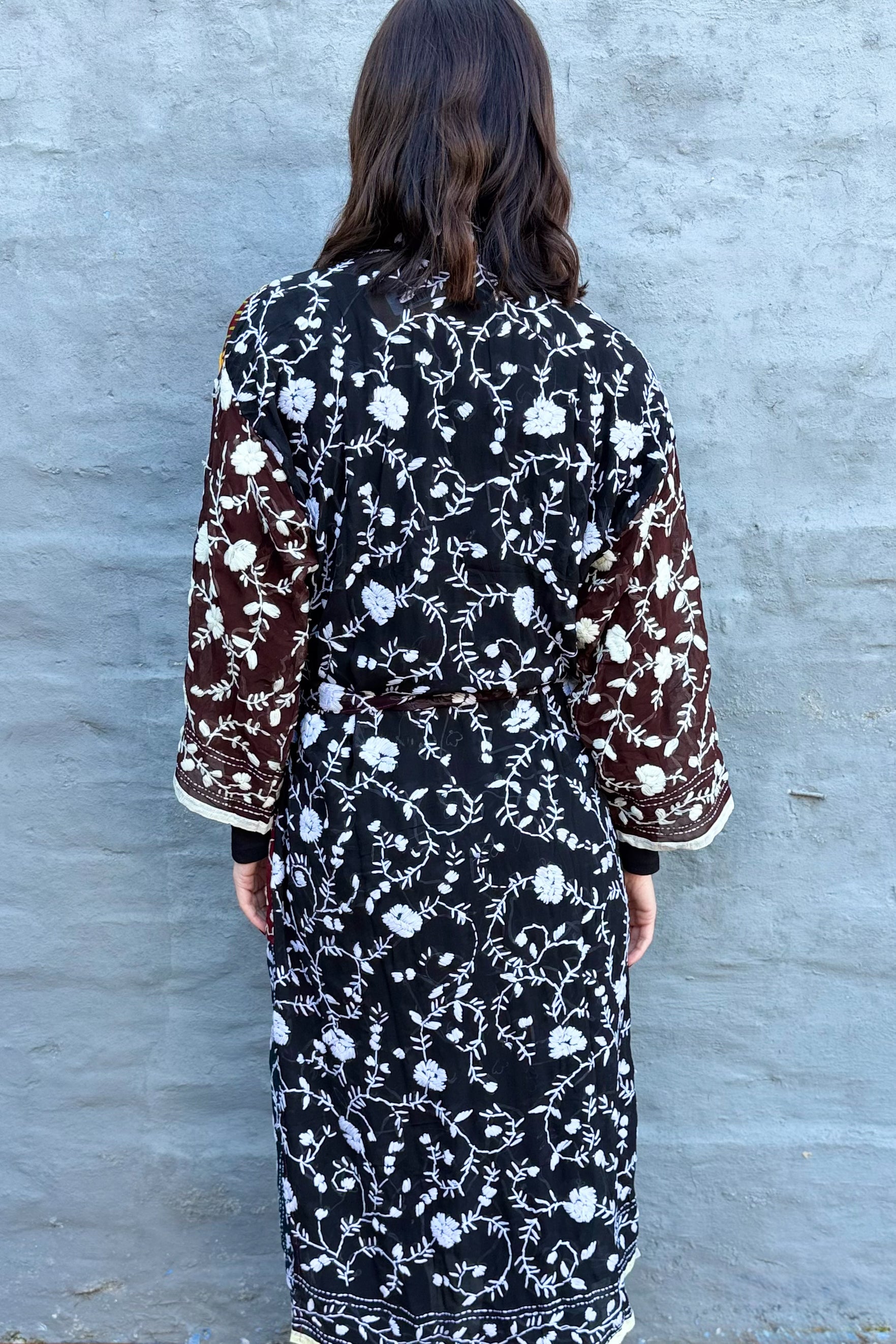 Phulkari Kimono In Midnight Wine