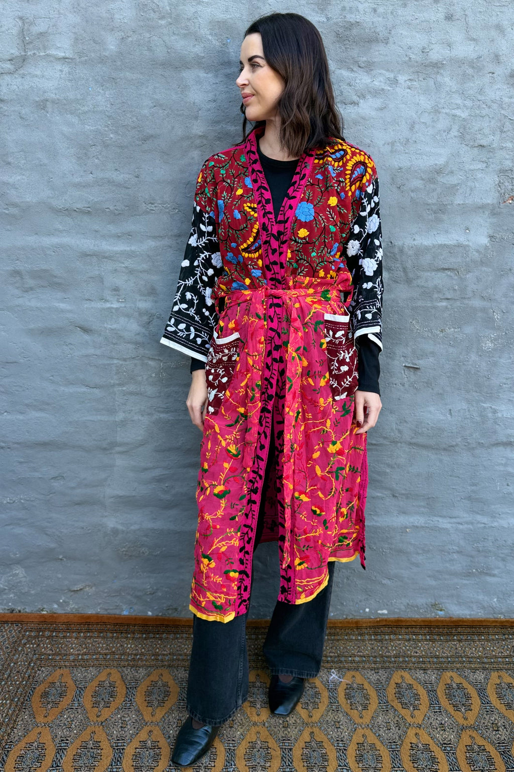 Phulkari Kimono In Rose Garden