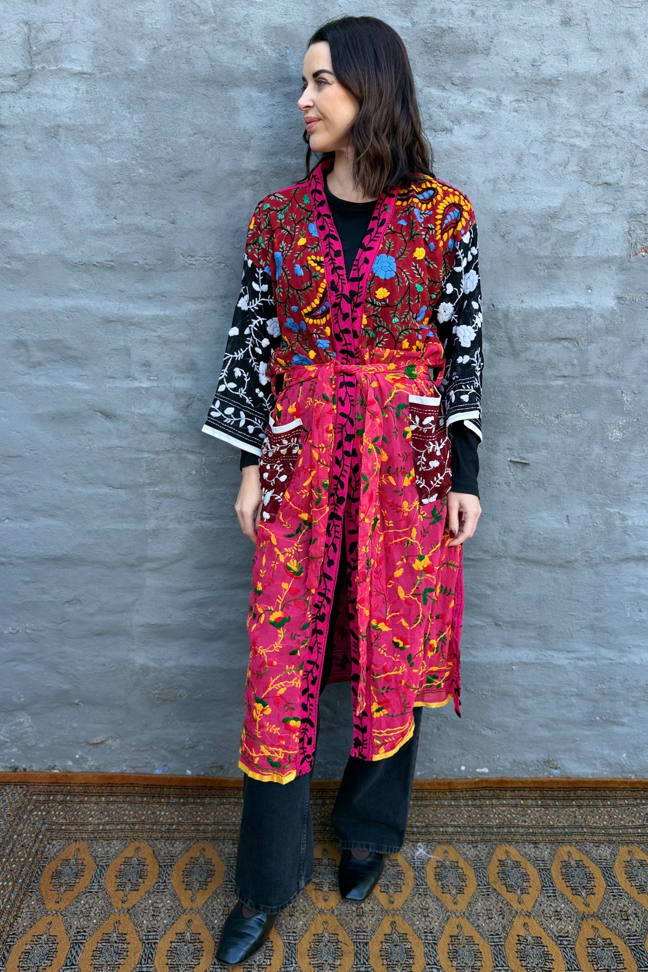 Phulkari Kimono In Rose Garden