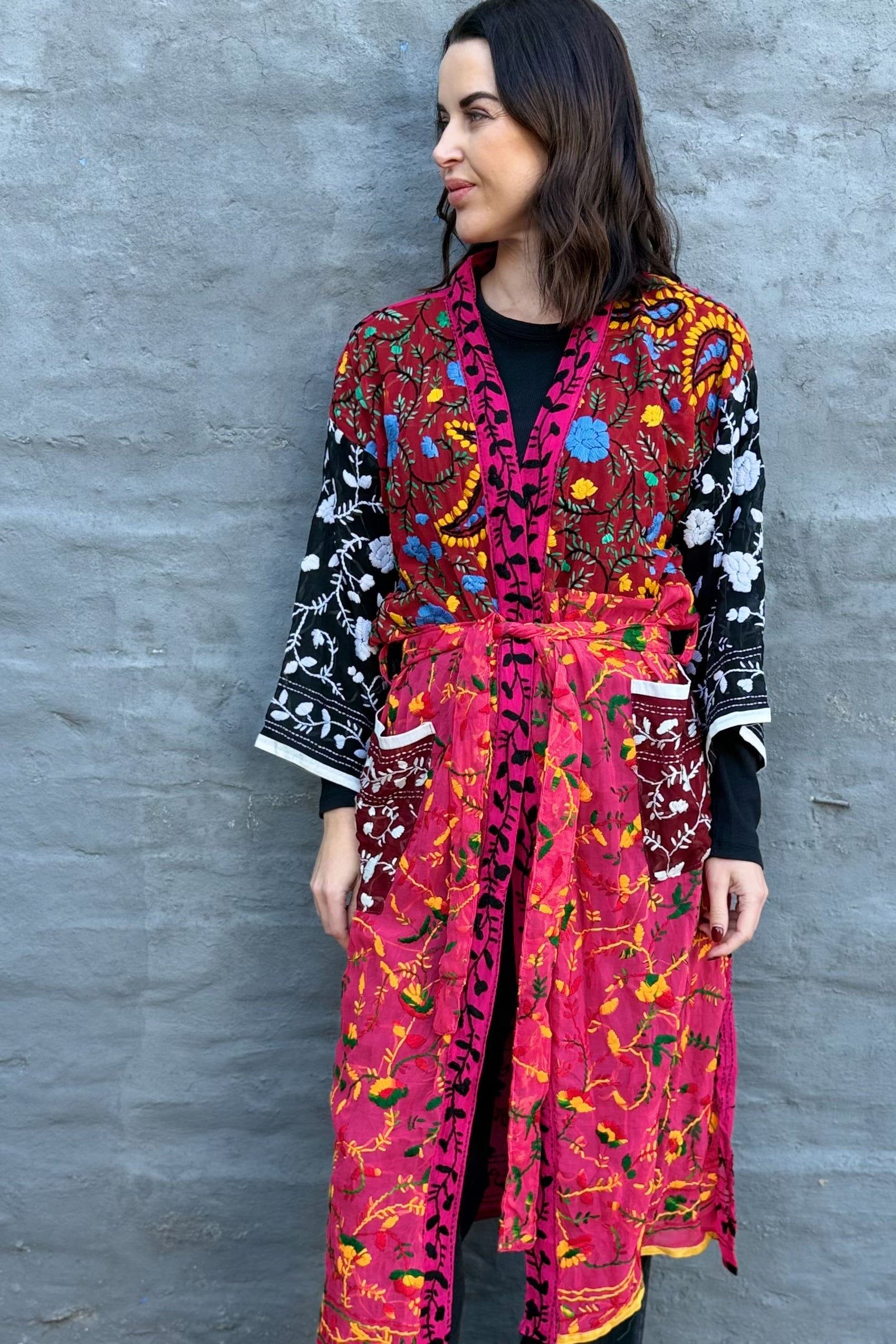 Phulkari Kimono In Rose Garden