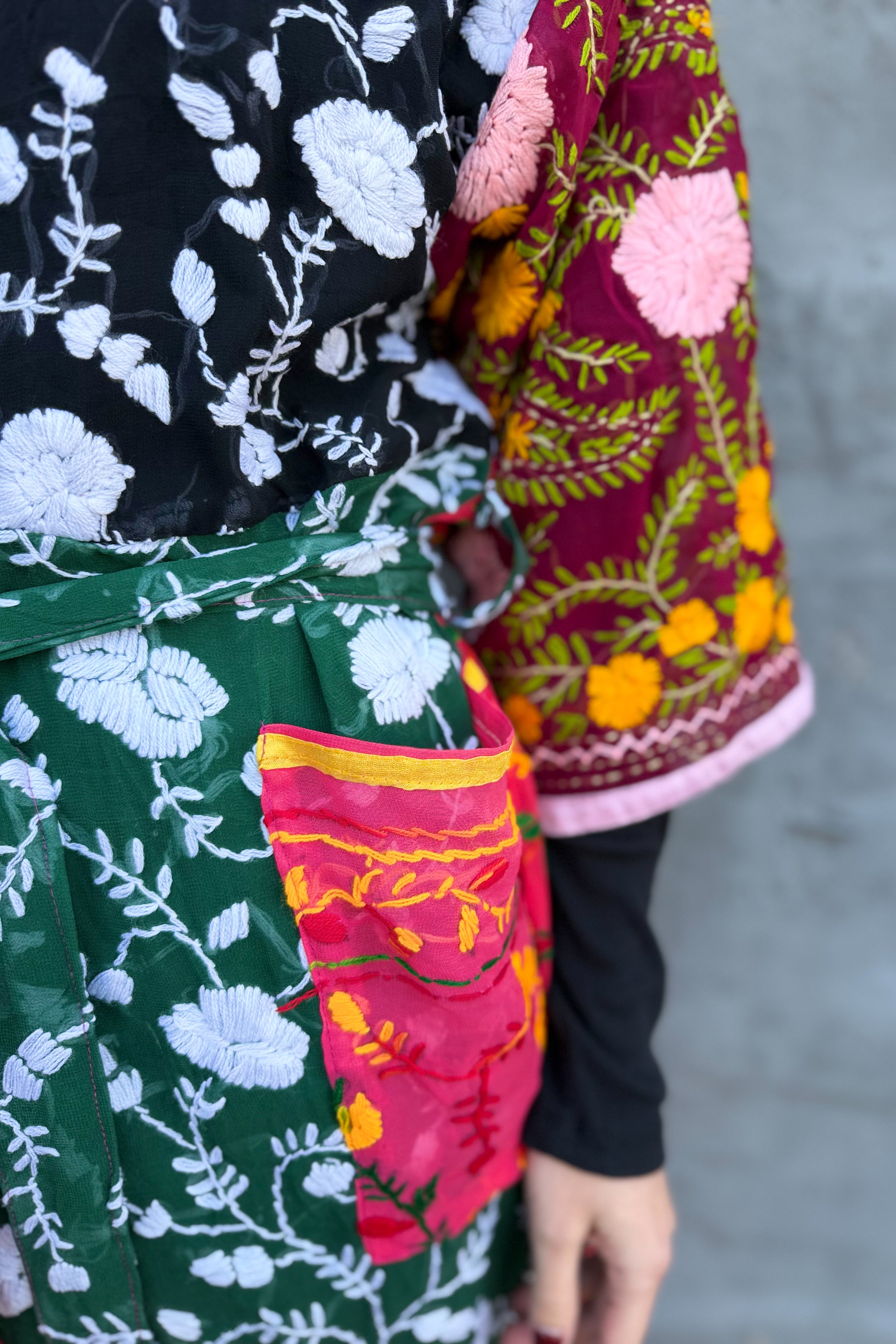 Phulkari Kimono In Forest Rose