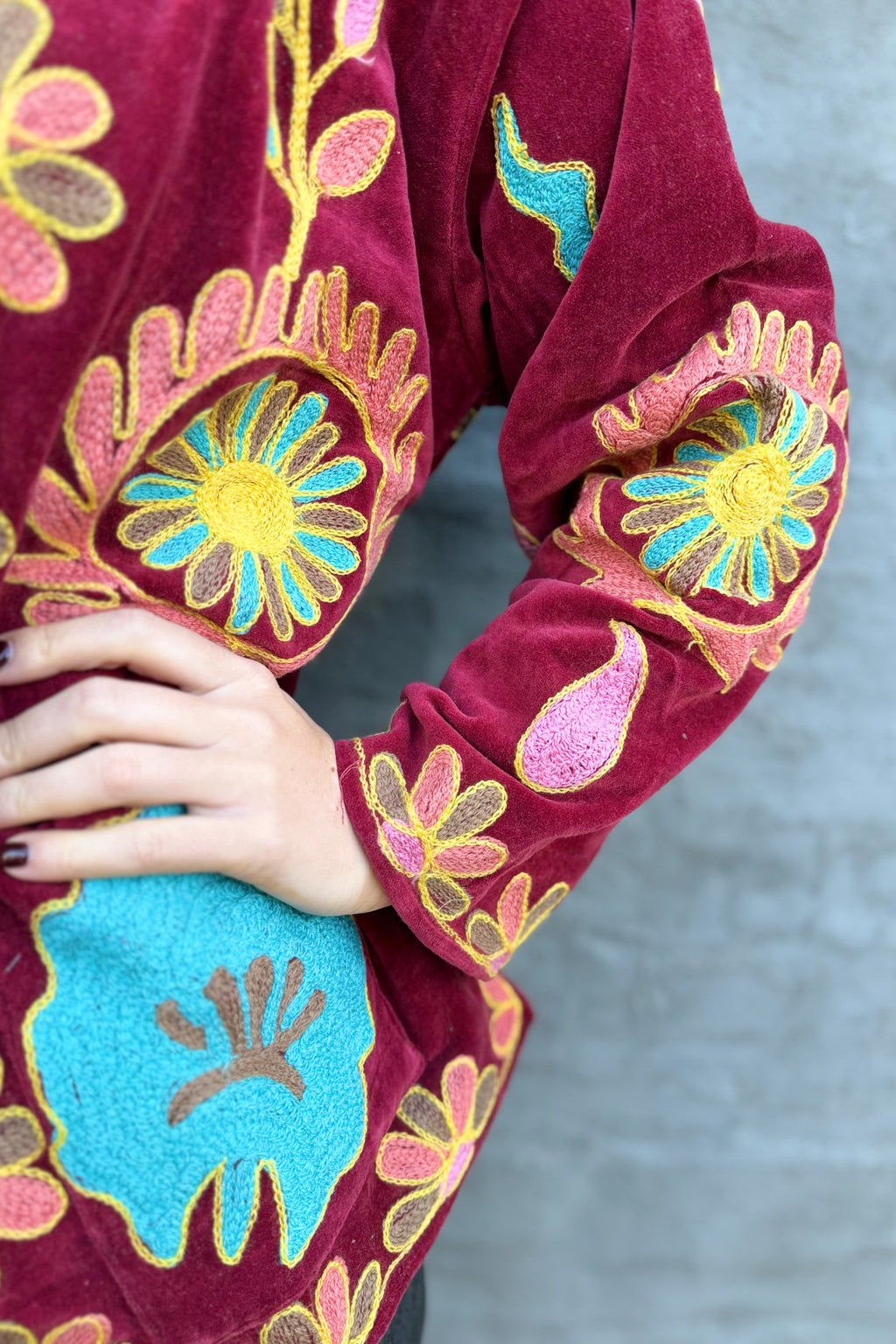 Velvet Suzani Jacket In Cabernet