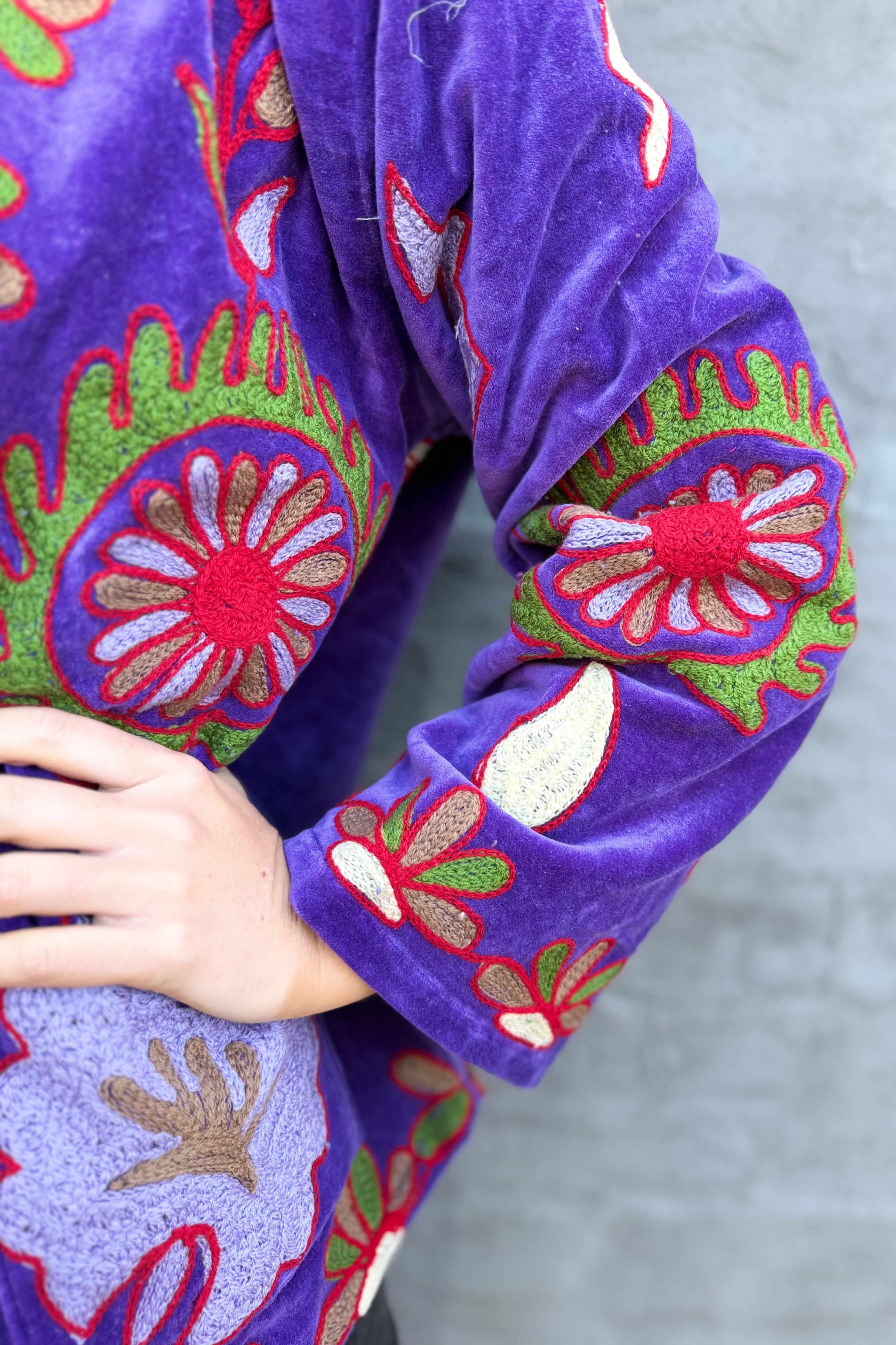Velvet Suzani Jacket In Passion Flower