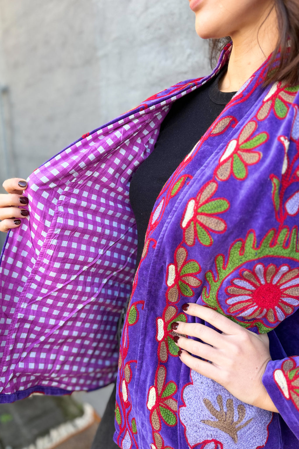 Velvet Suzani Jacket In Passion Flower