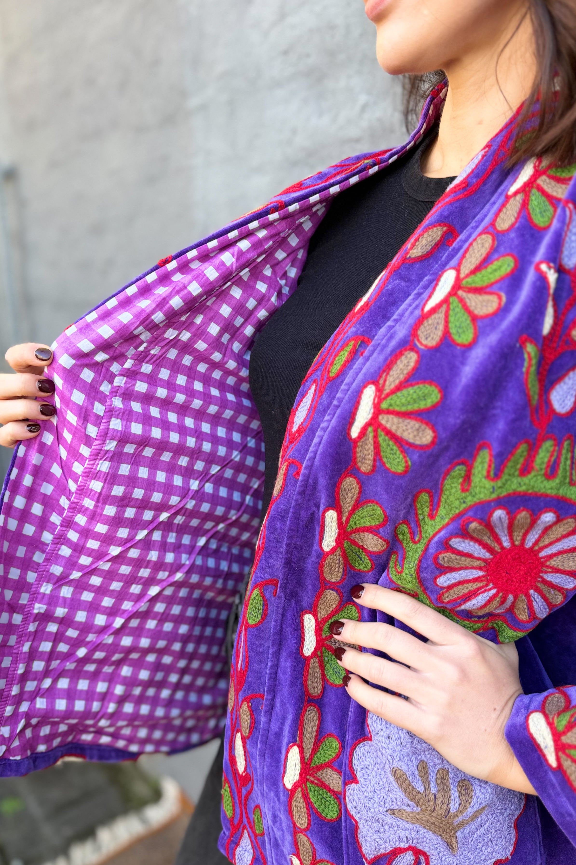 Velvet Suzani Jacket In Passion Flower