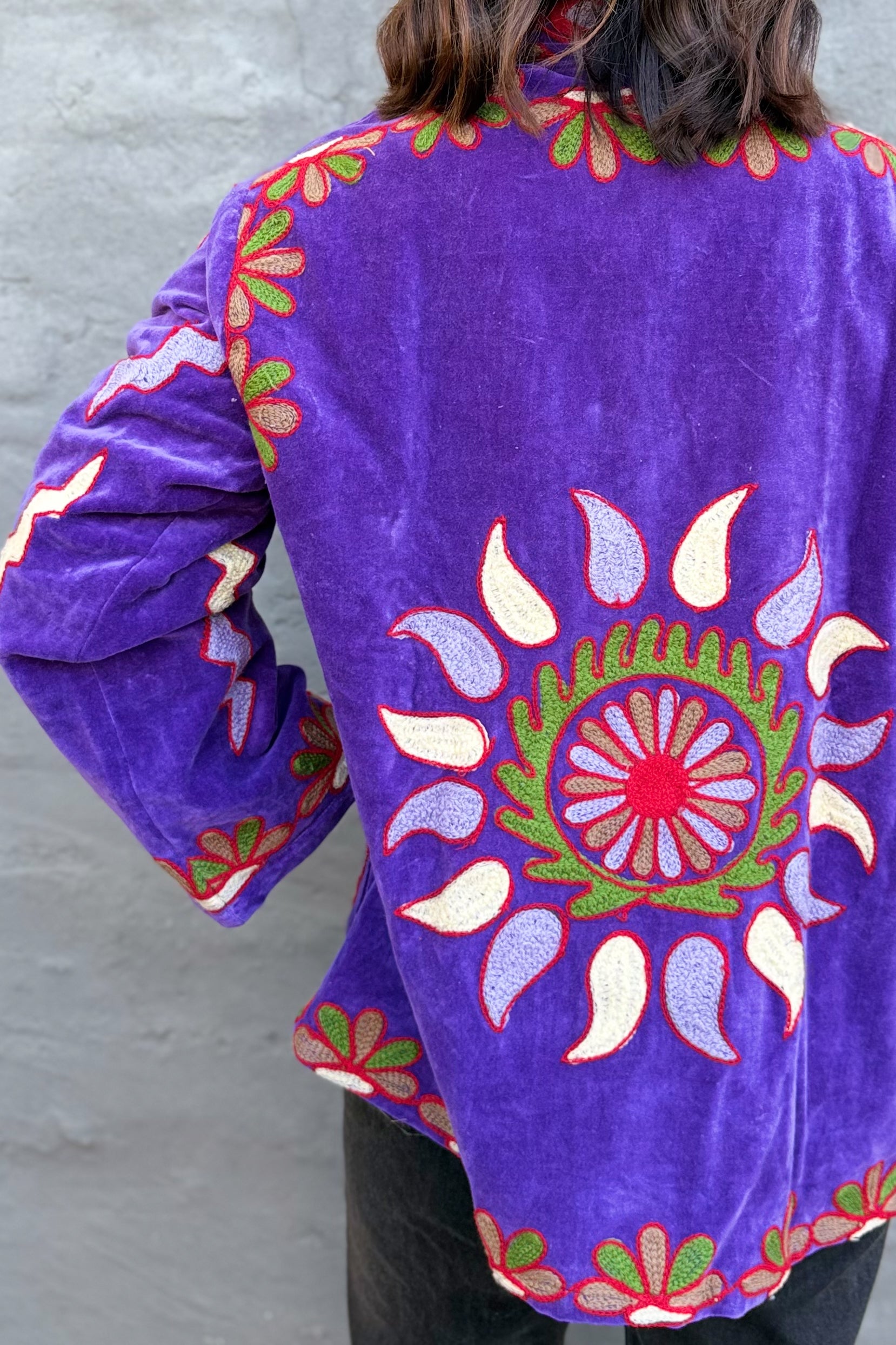 Velvet Suzani Jacket In Passion Flower