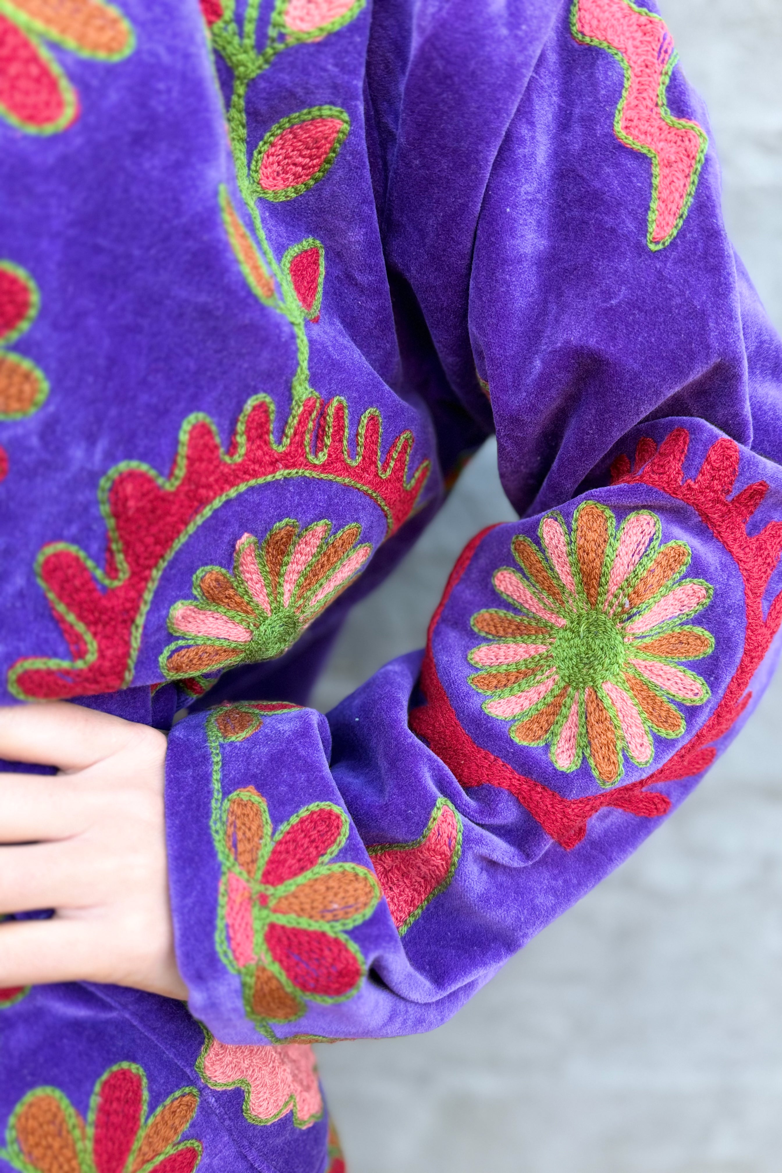 Velvet Suzani Jacket In Plum Jam