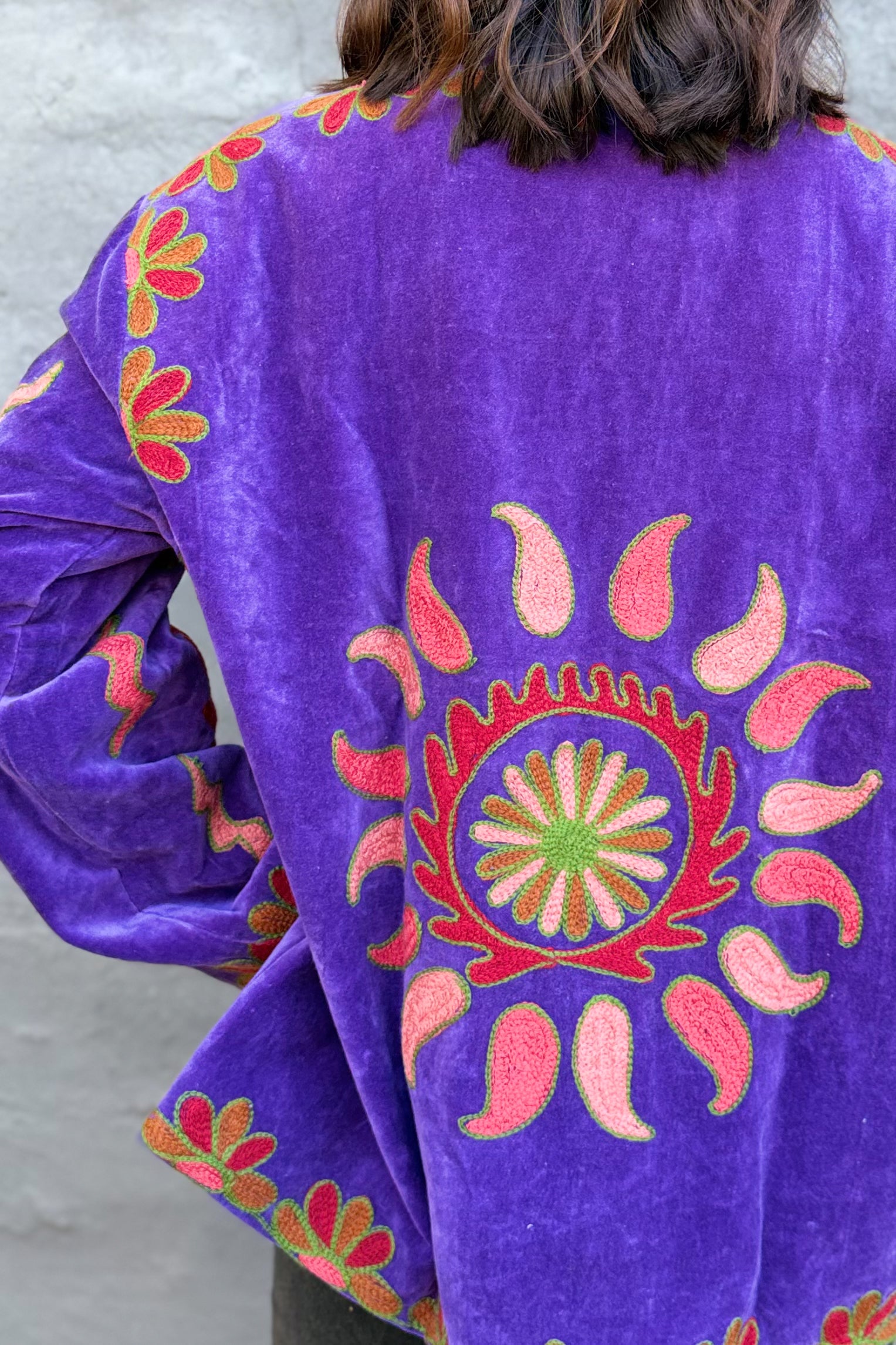 Velvet Suzani Jacket In Plum Jam