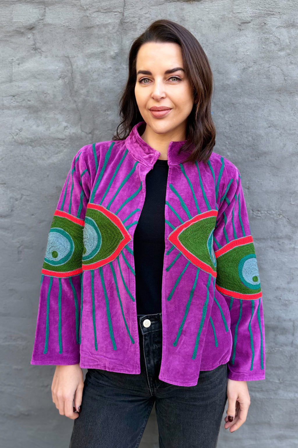 Velvet Suzani Jacket In Amethyst Eye