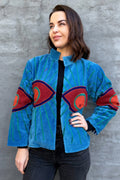 Velvet Suzani Jacket In Azure Eye