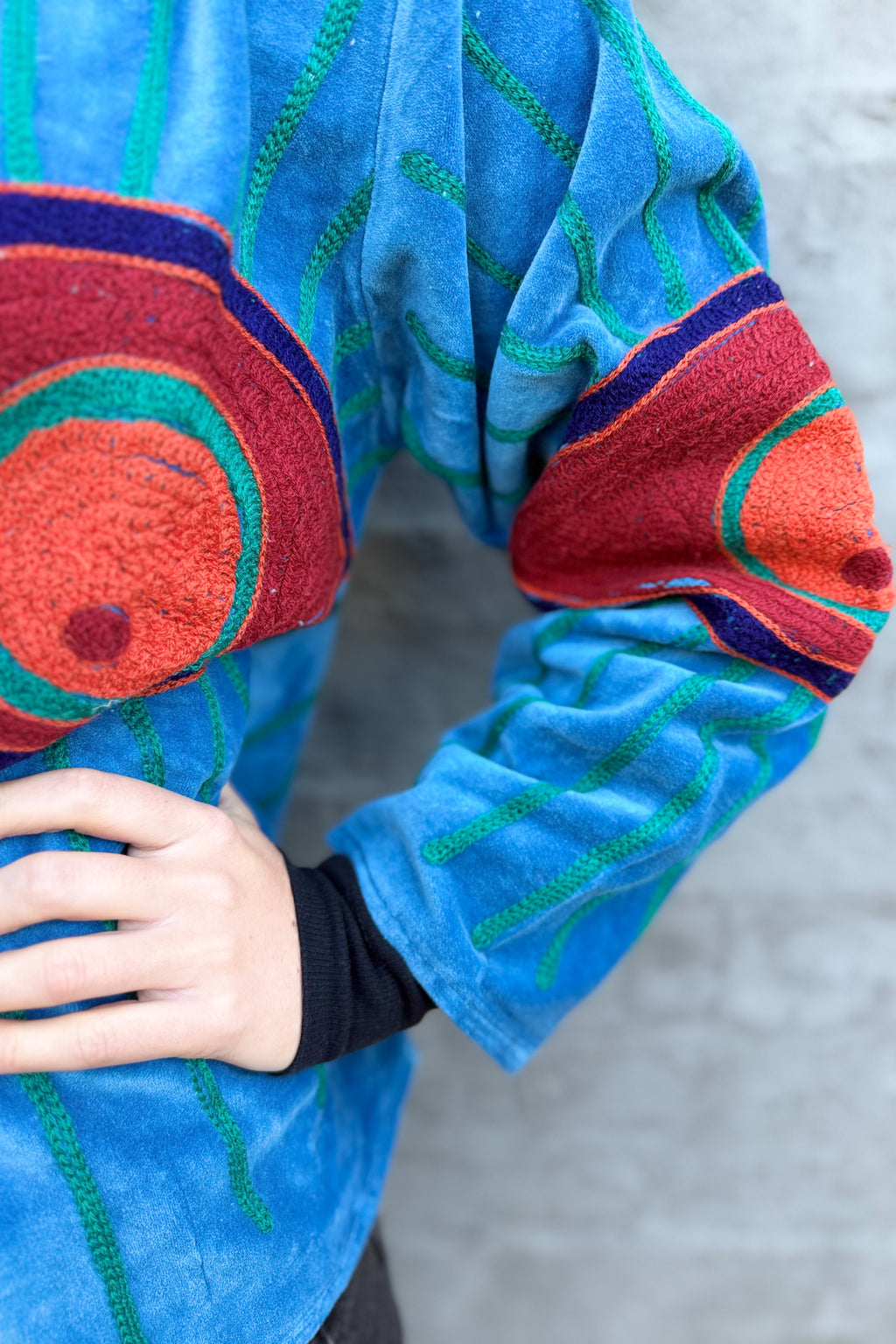 Velvet Suzani Jacket In Azure Eye