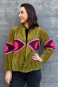 Velvet Suzani Jacket In Olive Eye