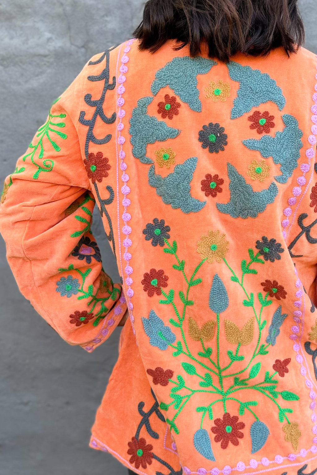 Velvet Suzani Jacket In Mandarin