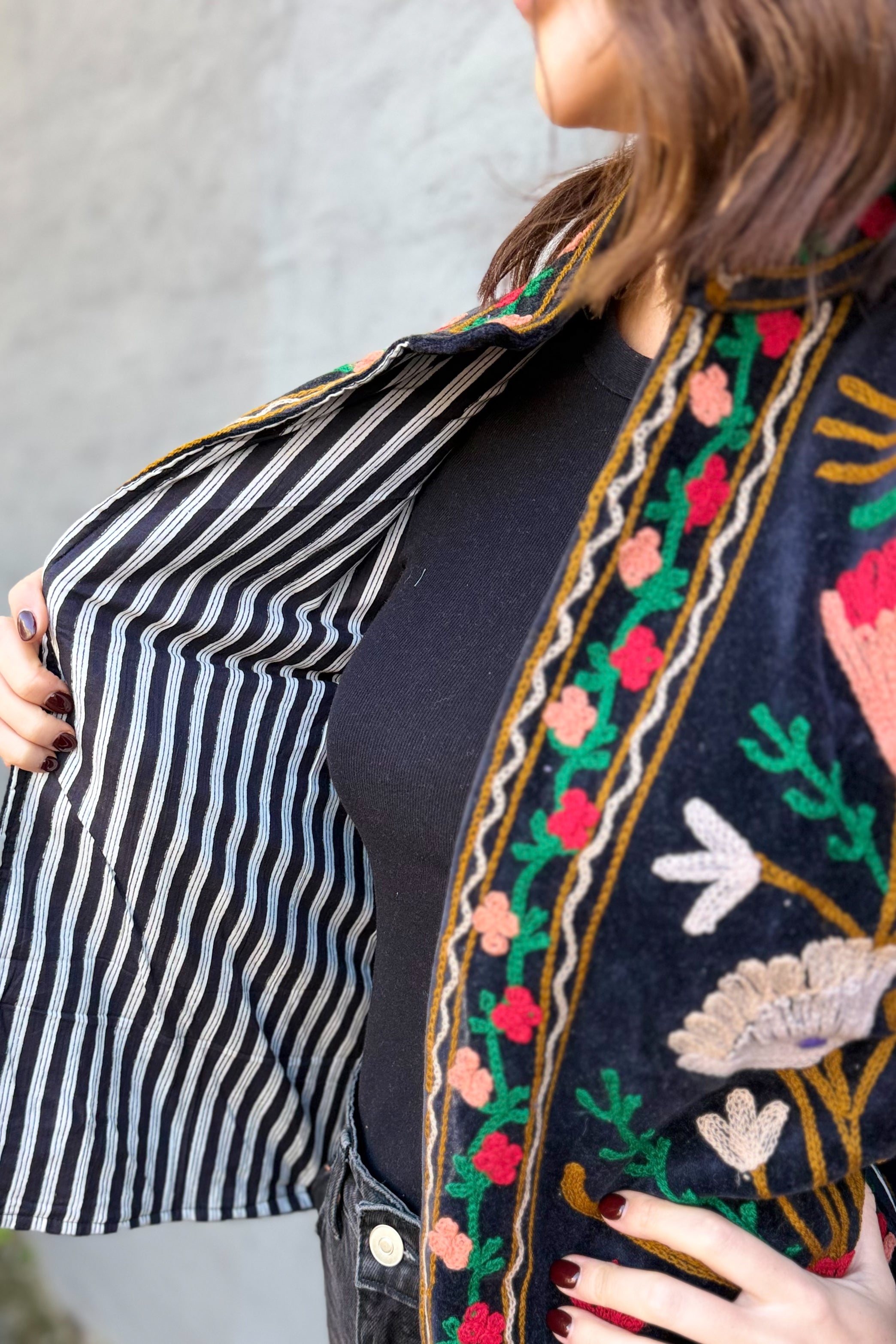 Velvet Suzani Jacket In Volcanic Ash