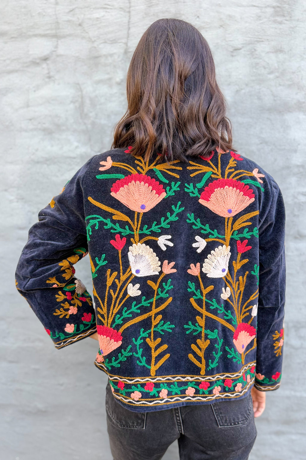 Velvet Suzani Jacket In Volcanic Ash
