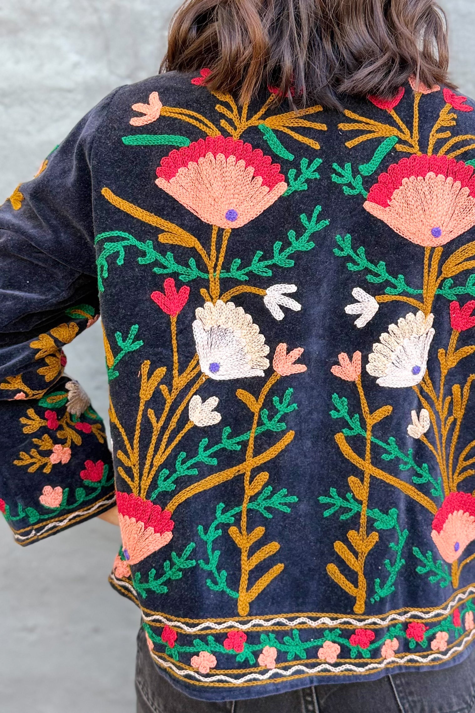 Velvet Suzani Jacket In Volcanic Ash