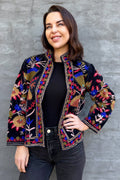 Velvet Suzani Jacket In Black Peat