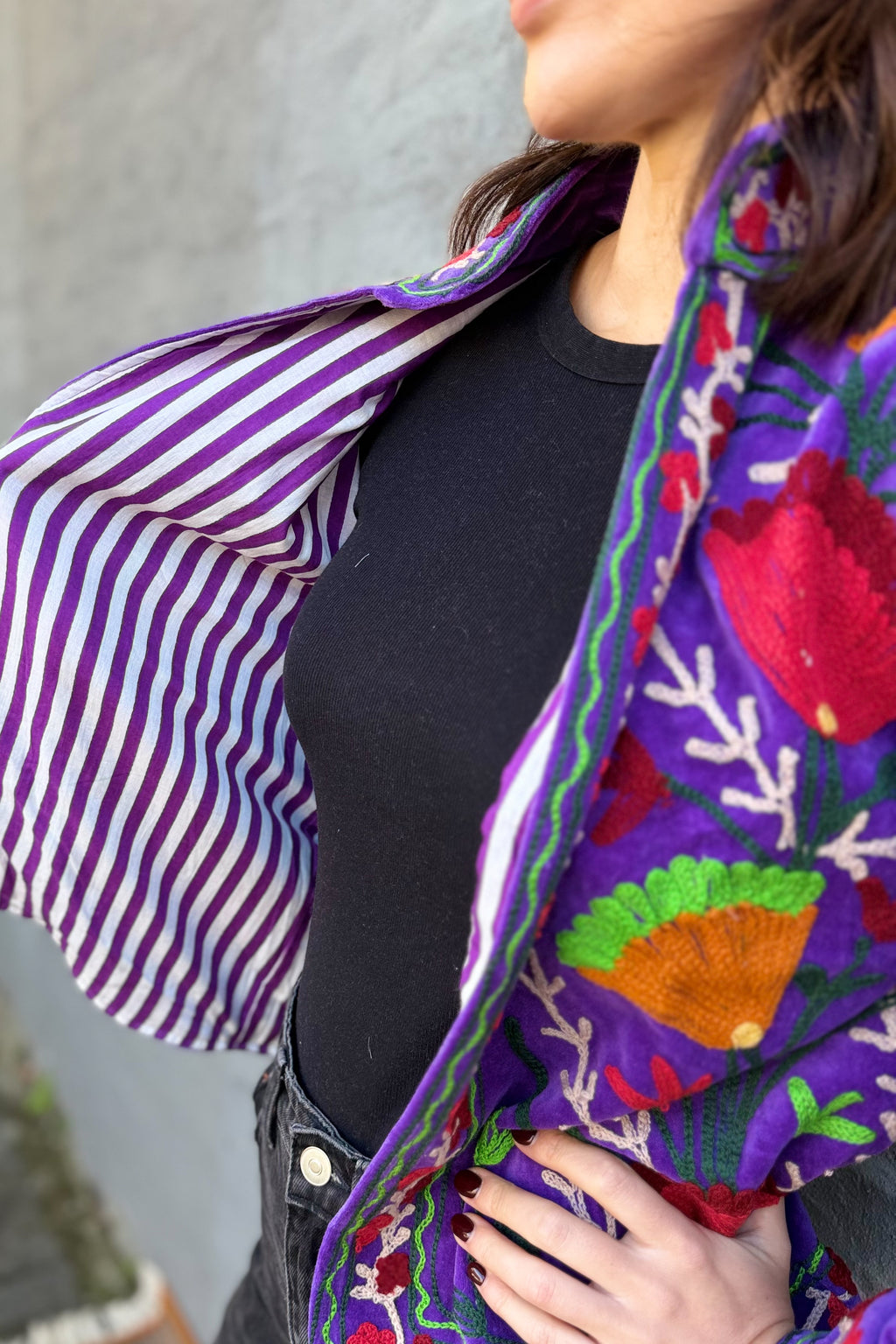 Velvet Suzani Jacket In Crushed Grape