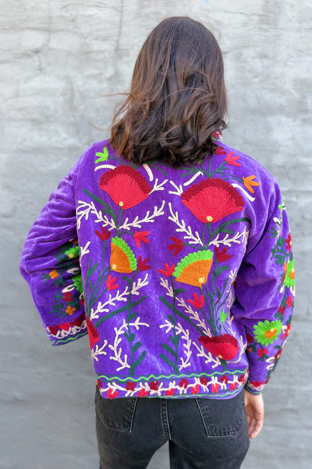 Velvet Suzani Jacket In Crushed Grape