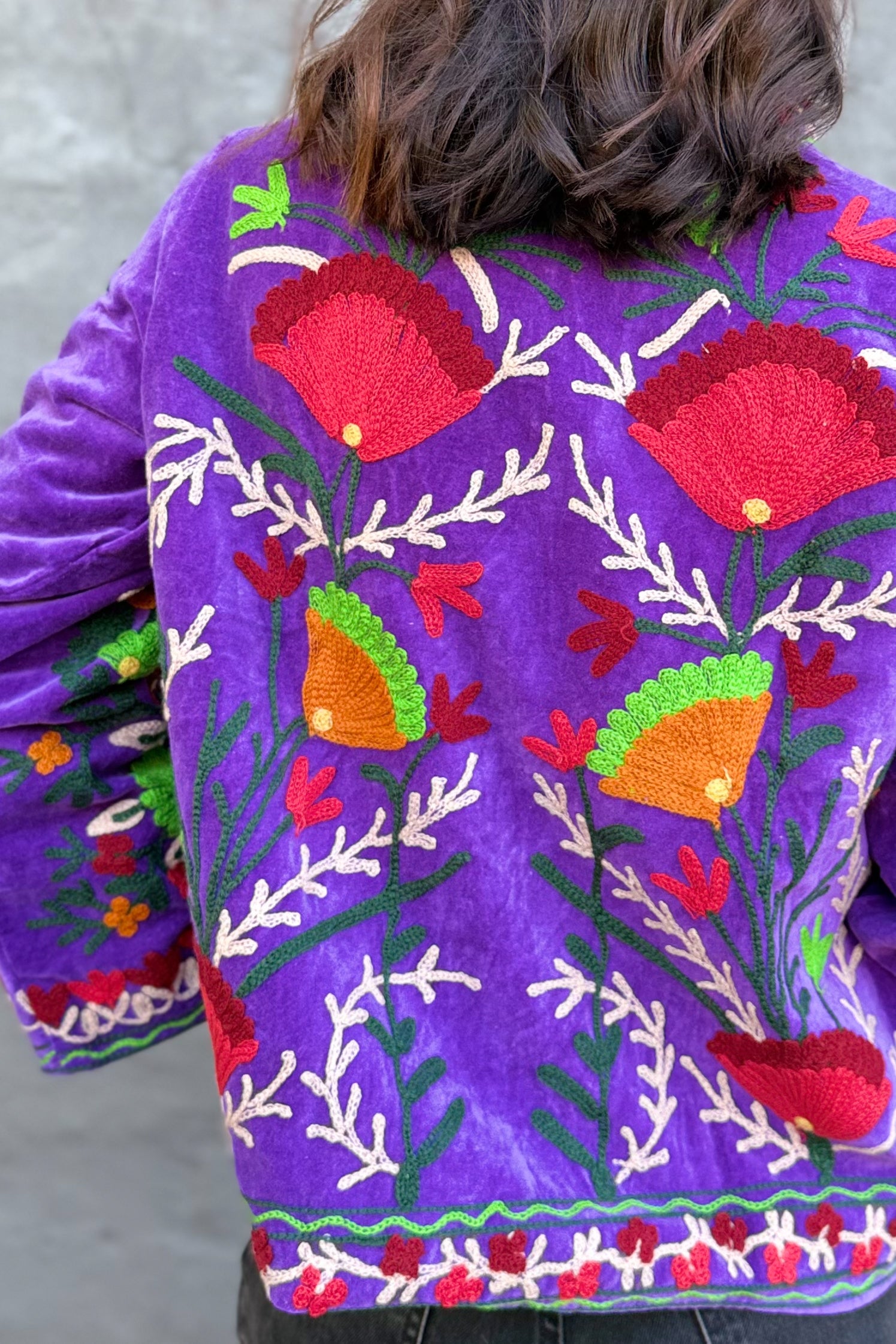 Velvet Suzani Jacket In Crushed Grape