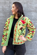 Velvet Suzani Jacket In Lettuce Green