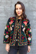 Velvet Suzani Jacket In Jet Set