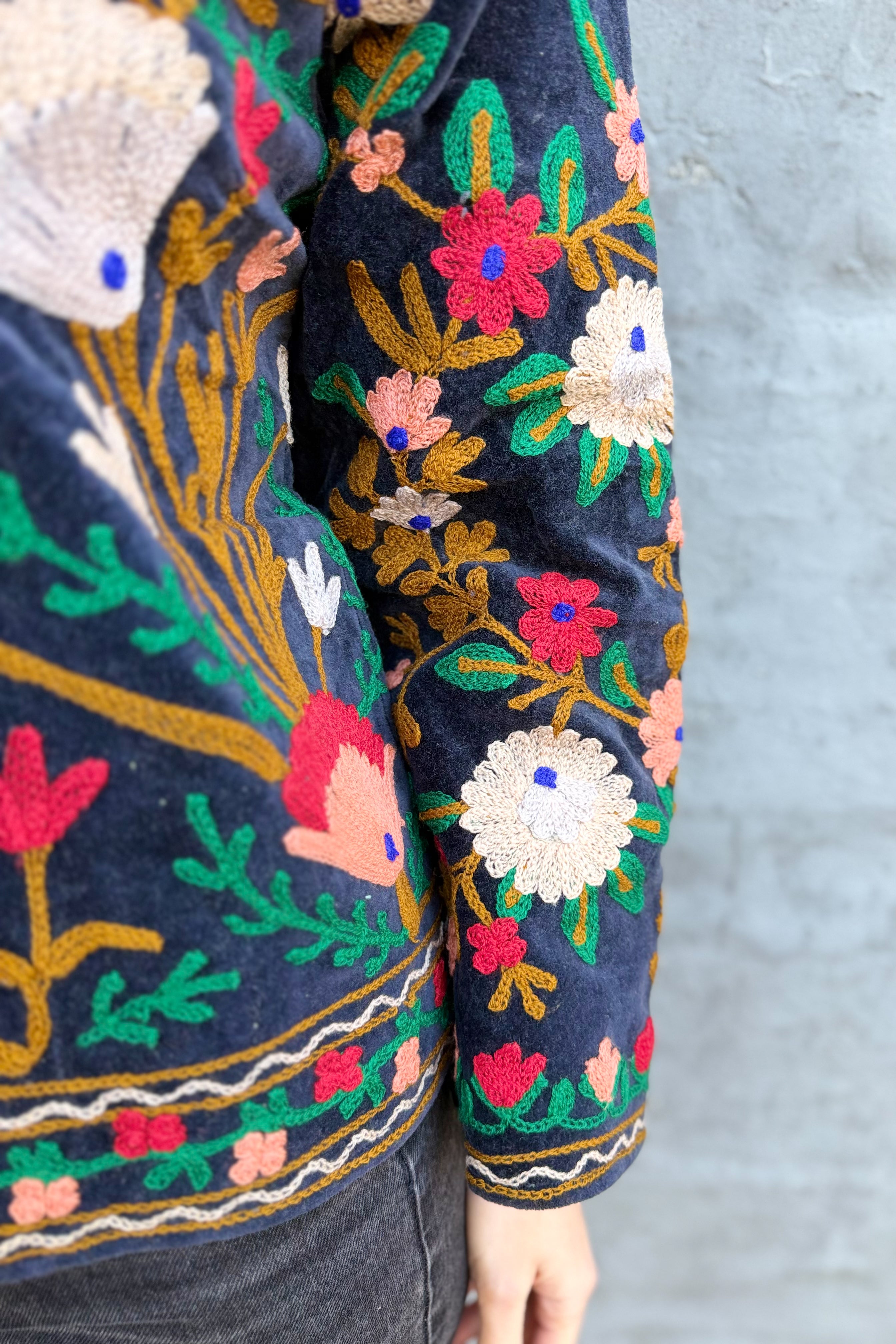 Velvet Suzani Jacket In Jet Set