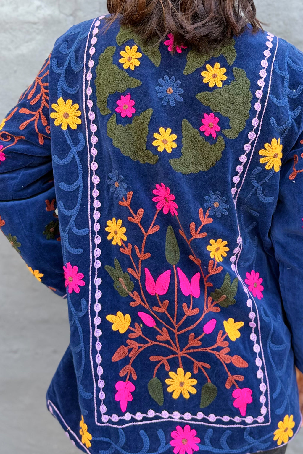 Velvet Suzani Jacket In Midnight Sail