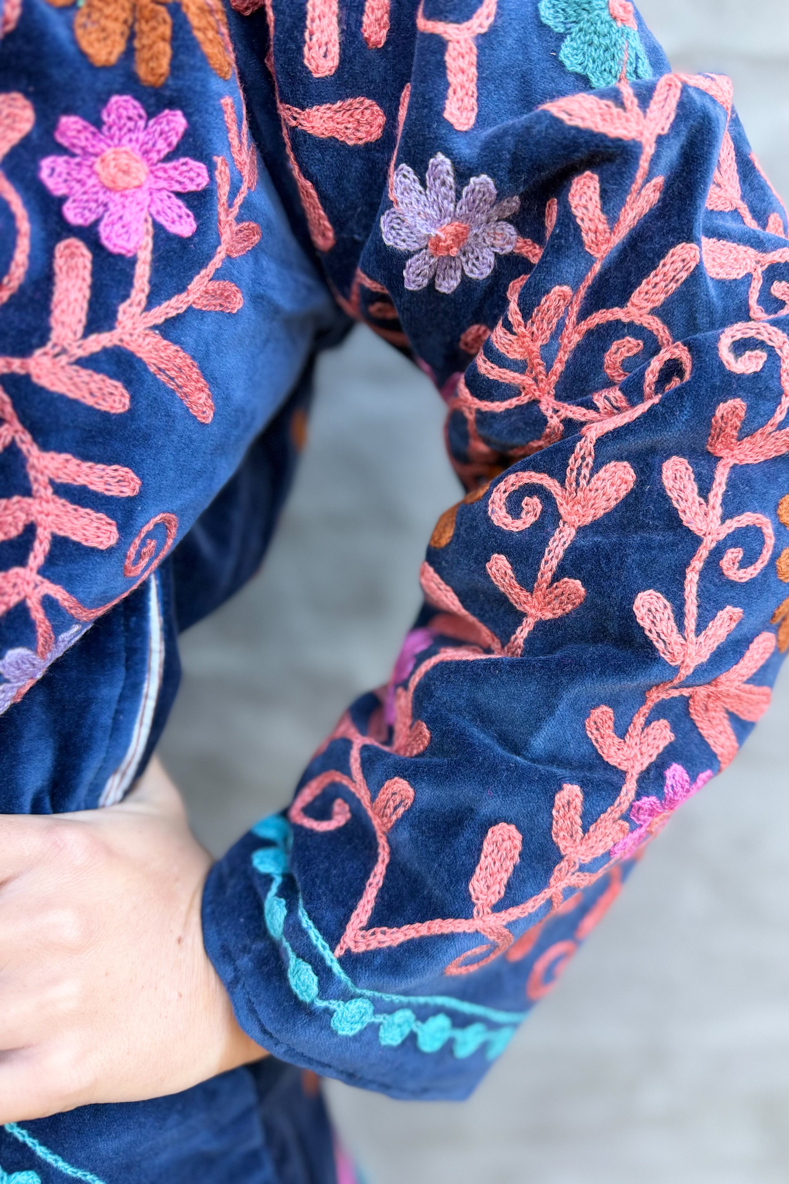 Velvet Suzani Jacket In Deep Ocean
