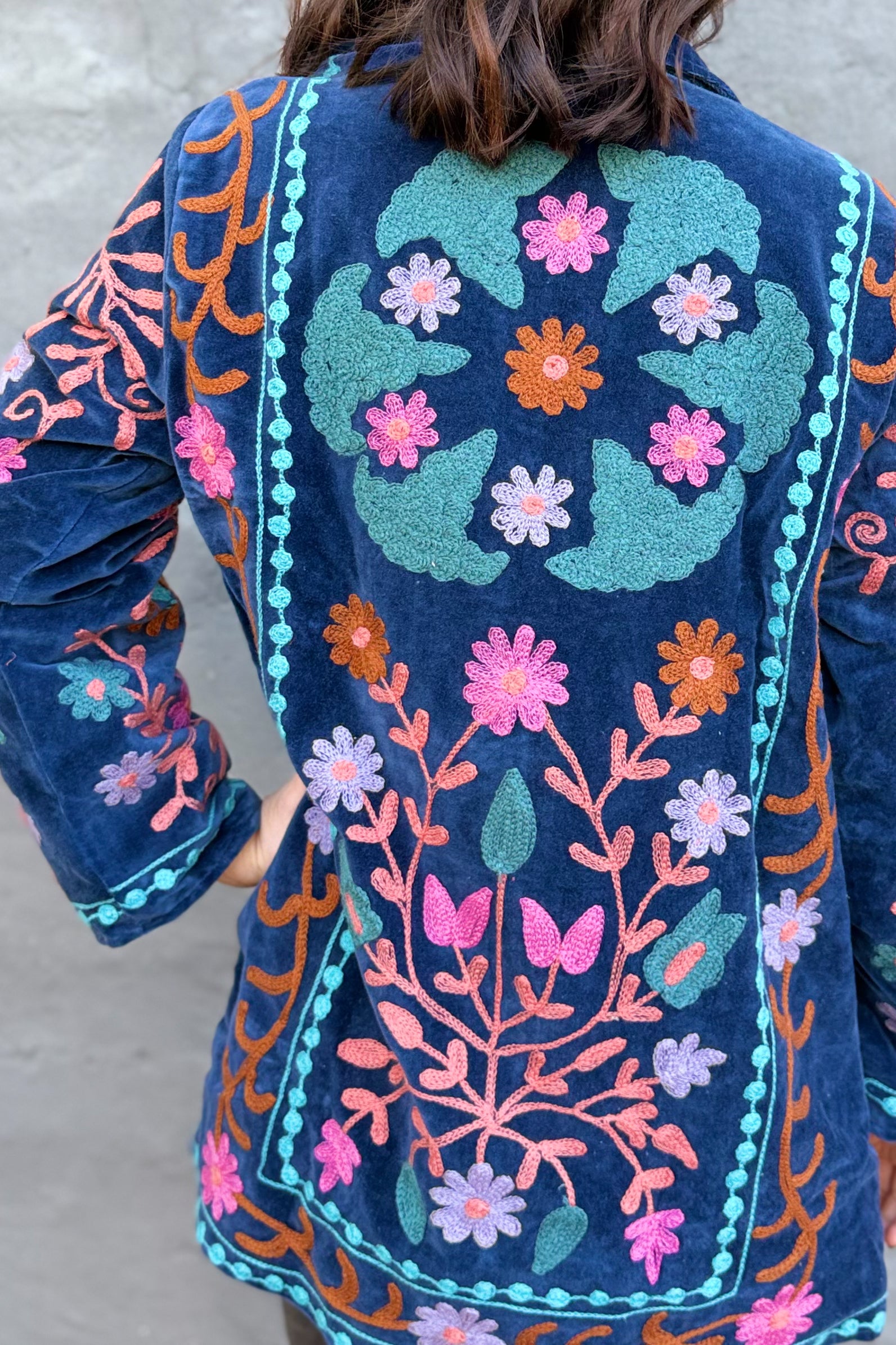 Velvet Suzani Jacket In Deep Ocean