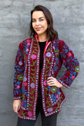 Velvet Suzani Jacket In Rhubarb Red