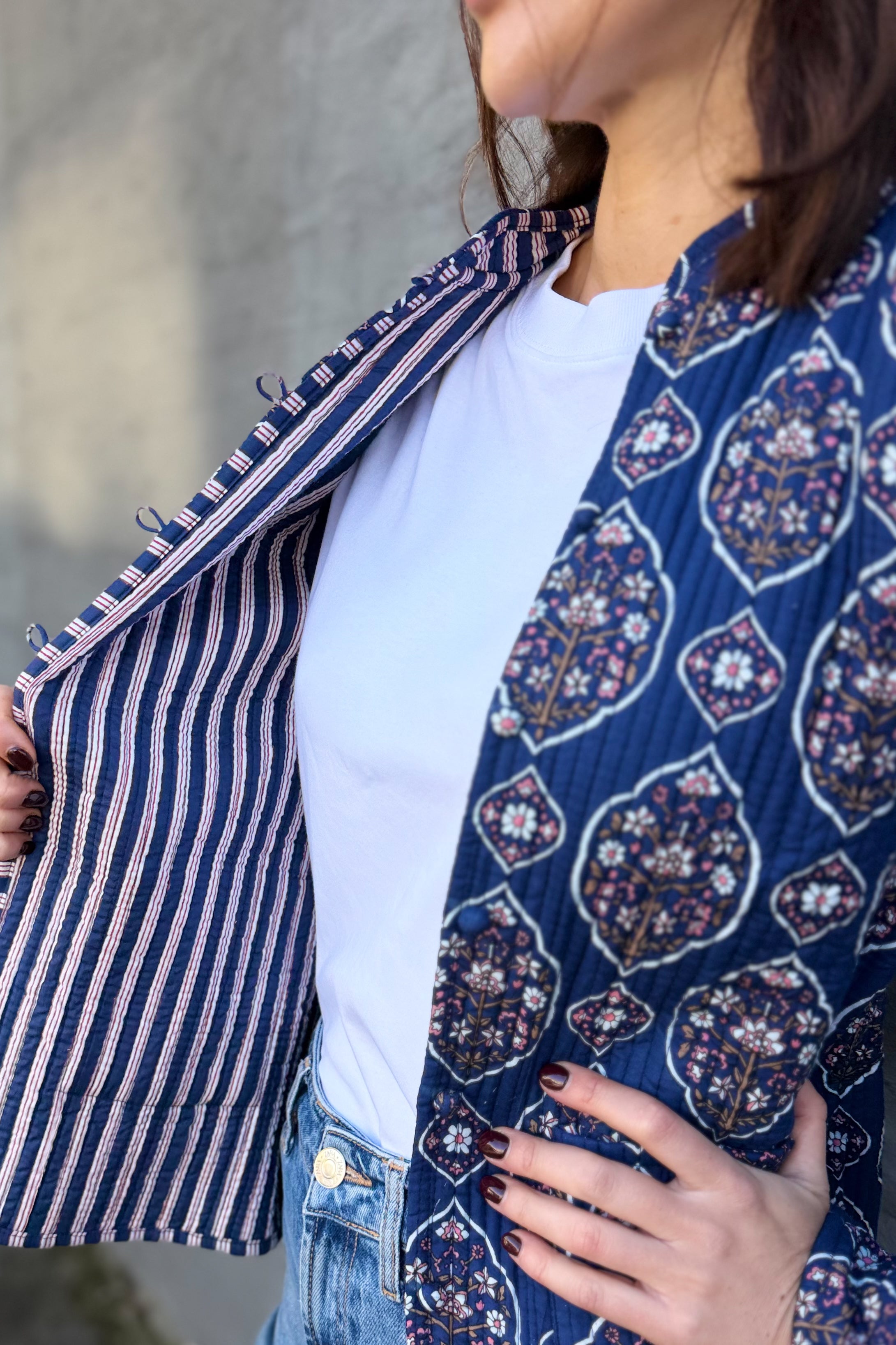 Quilted Cotton Jacket In Vintage Navy