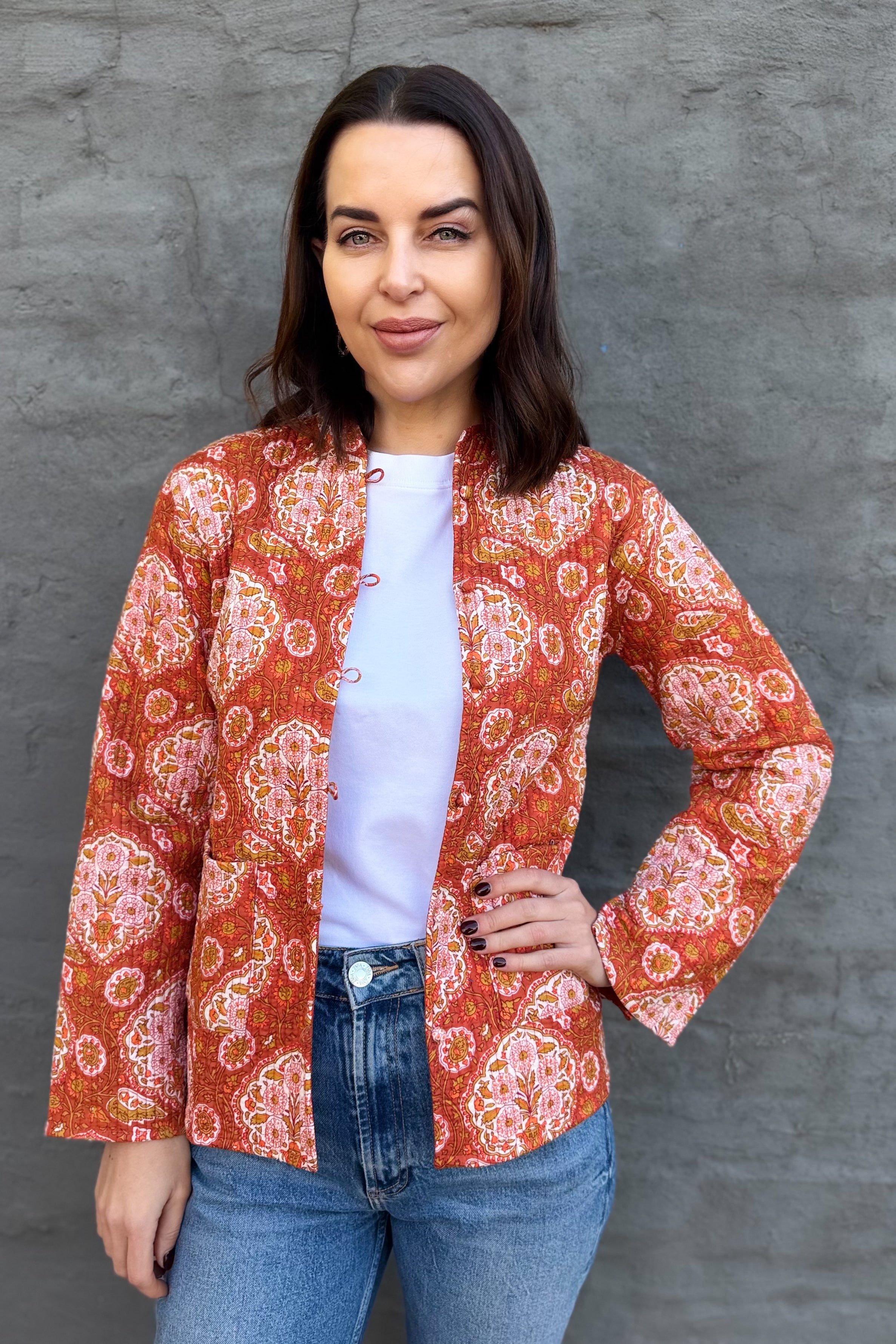 Quilted Cotton Jacket In Vintage Flame