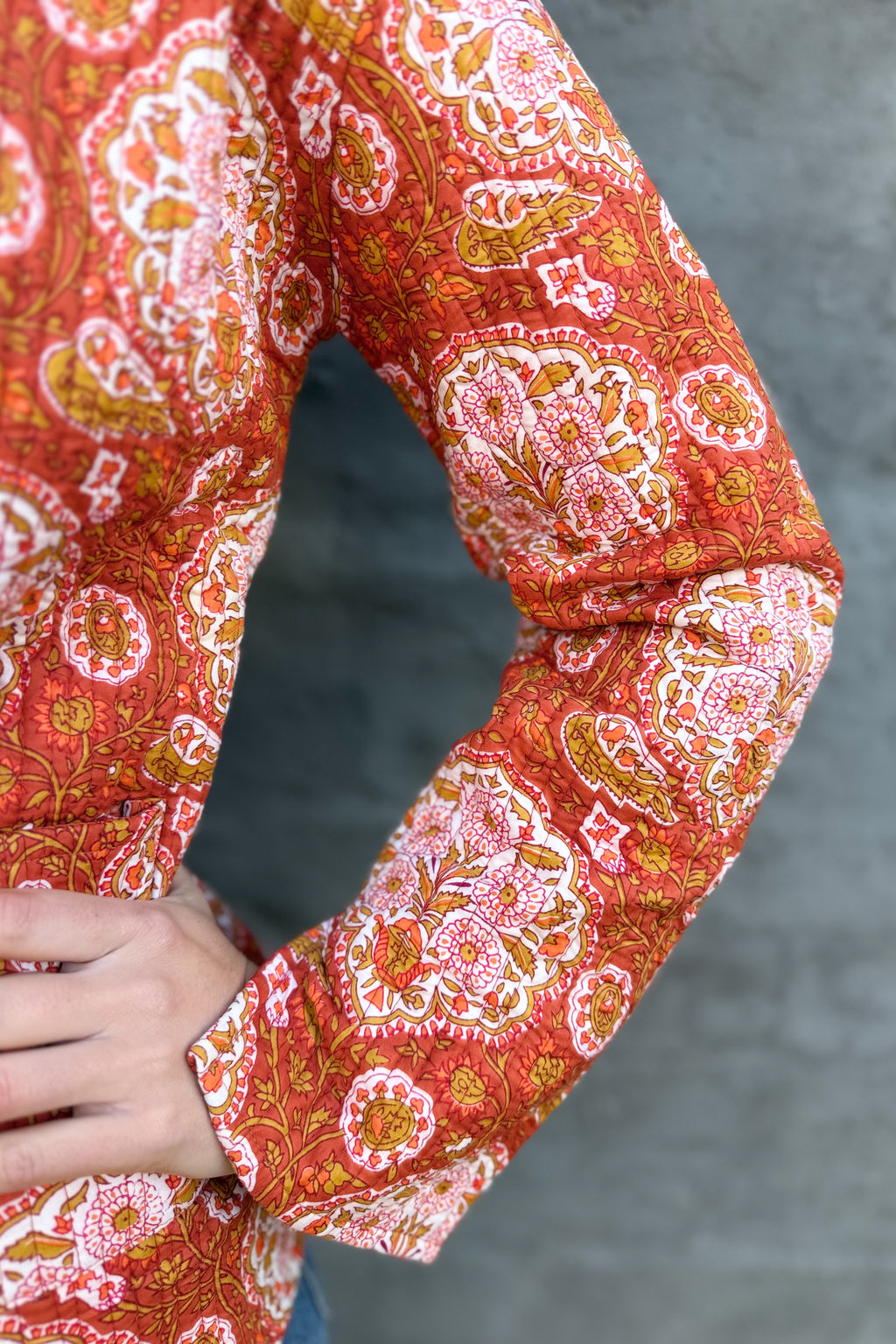 Quilted Cotton Jacket In Vintage Flame
