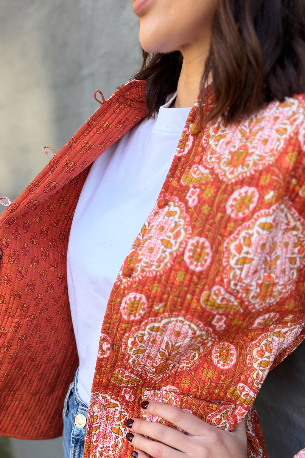 Quilted Cotton Jacket In Vintage Flame