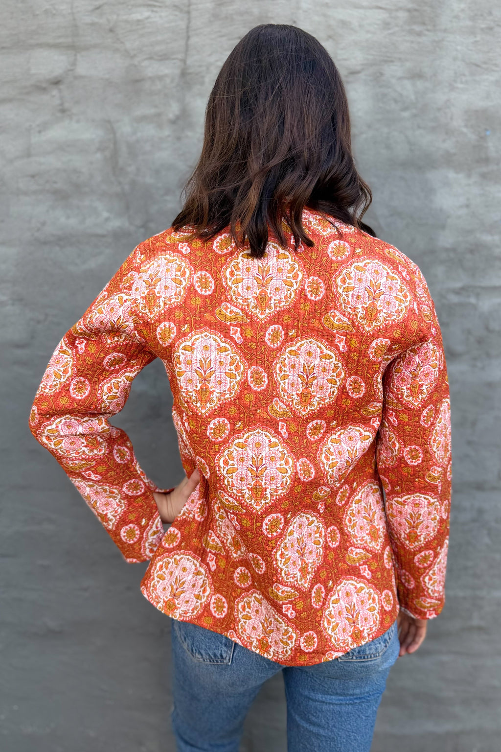 Quilted Cotton Jacket In Vintage Flame