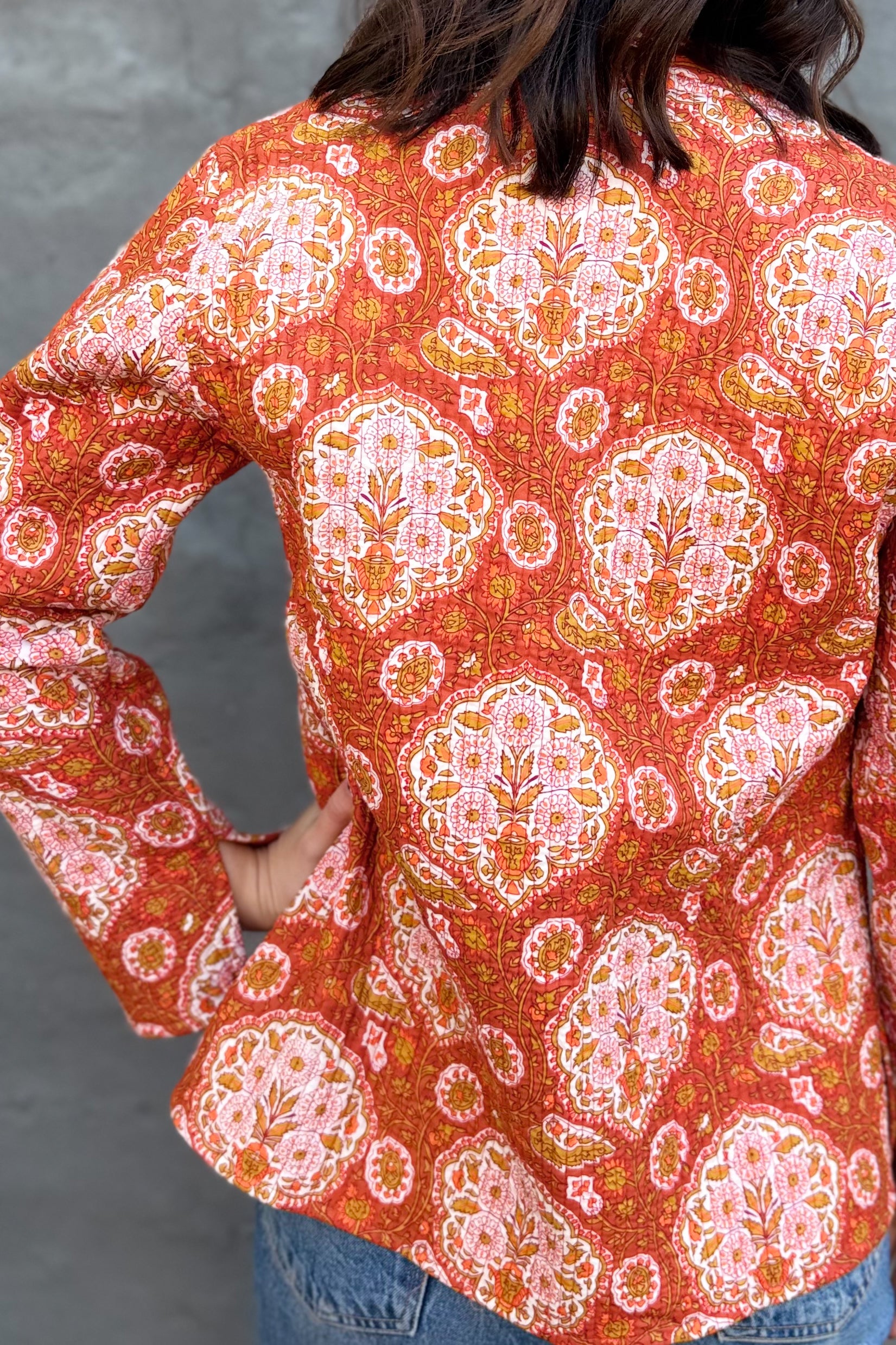 Quilted Cotton Jacket In Vintage Flame