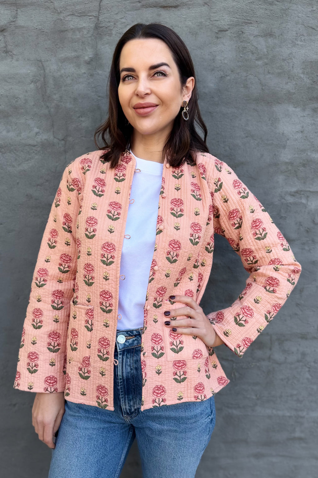 Quilted Cotton Jacket In Blushing Rose