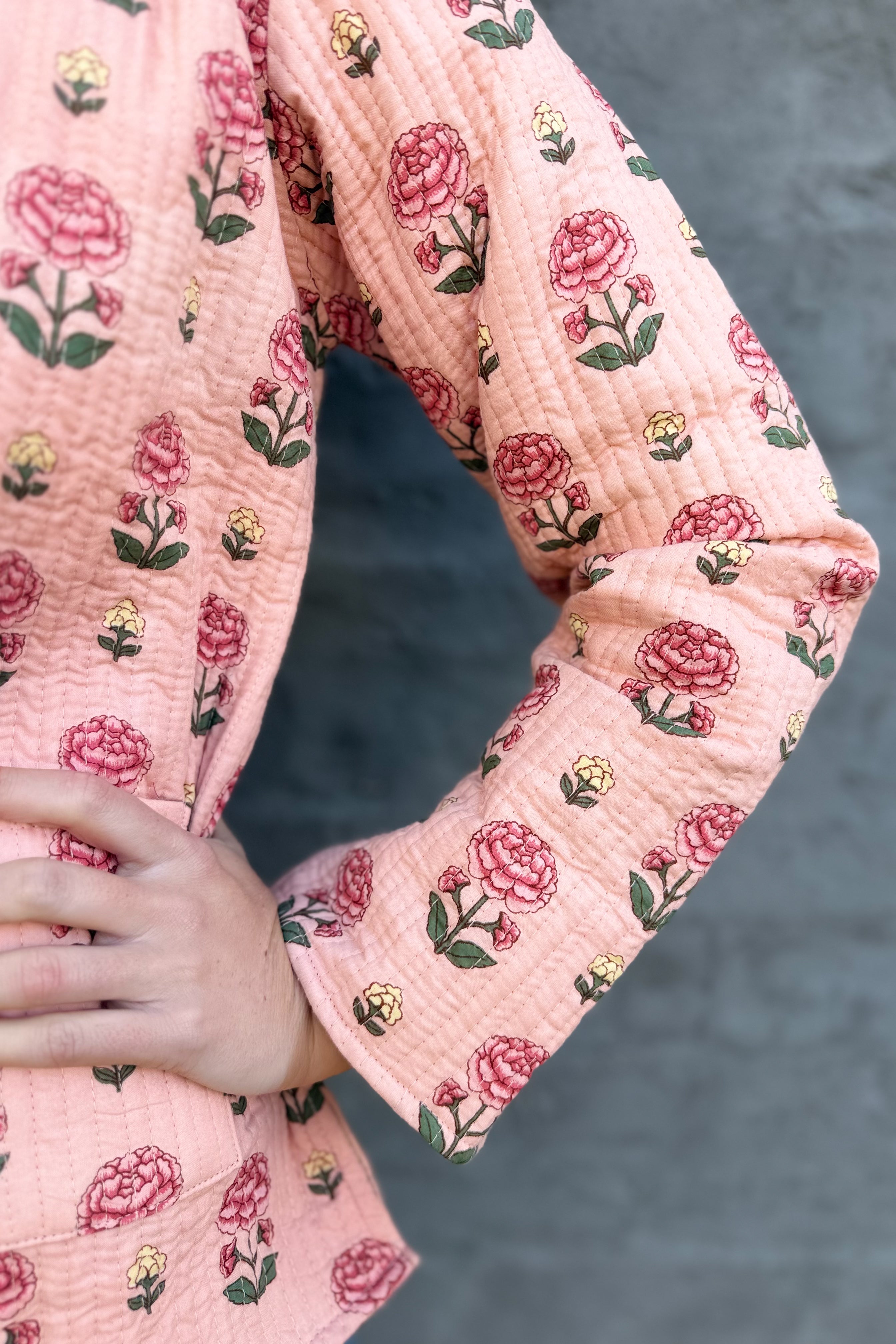 Quilted Cotton Jacket In Blushing Rose