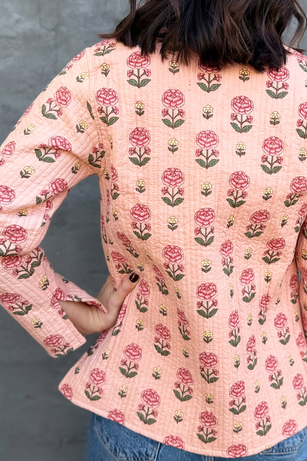 Quilted Cotton Jacket In Blushing Rose