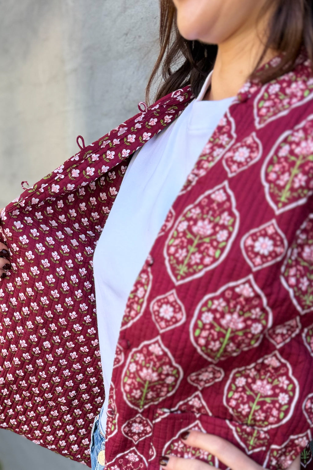 Quilted Cotton Jacket In Vintage Wine