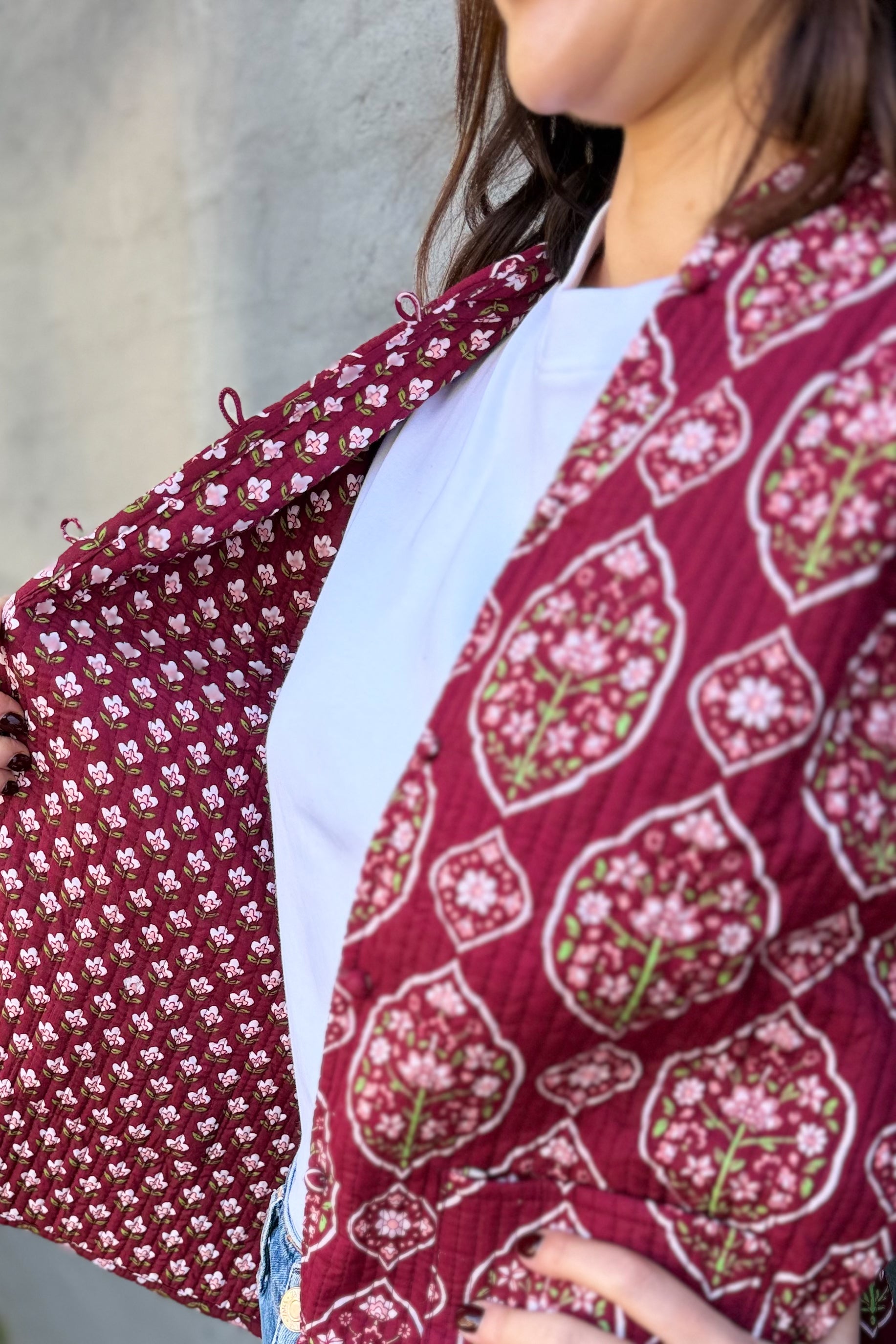 Quilted Cotton Jacket In Vintage Wine