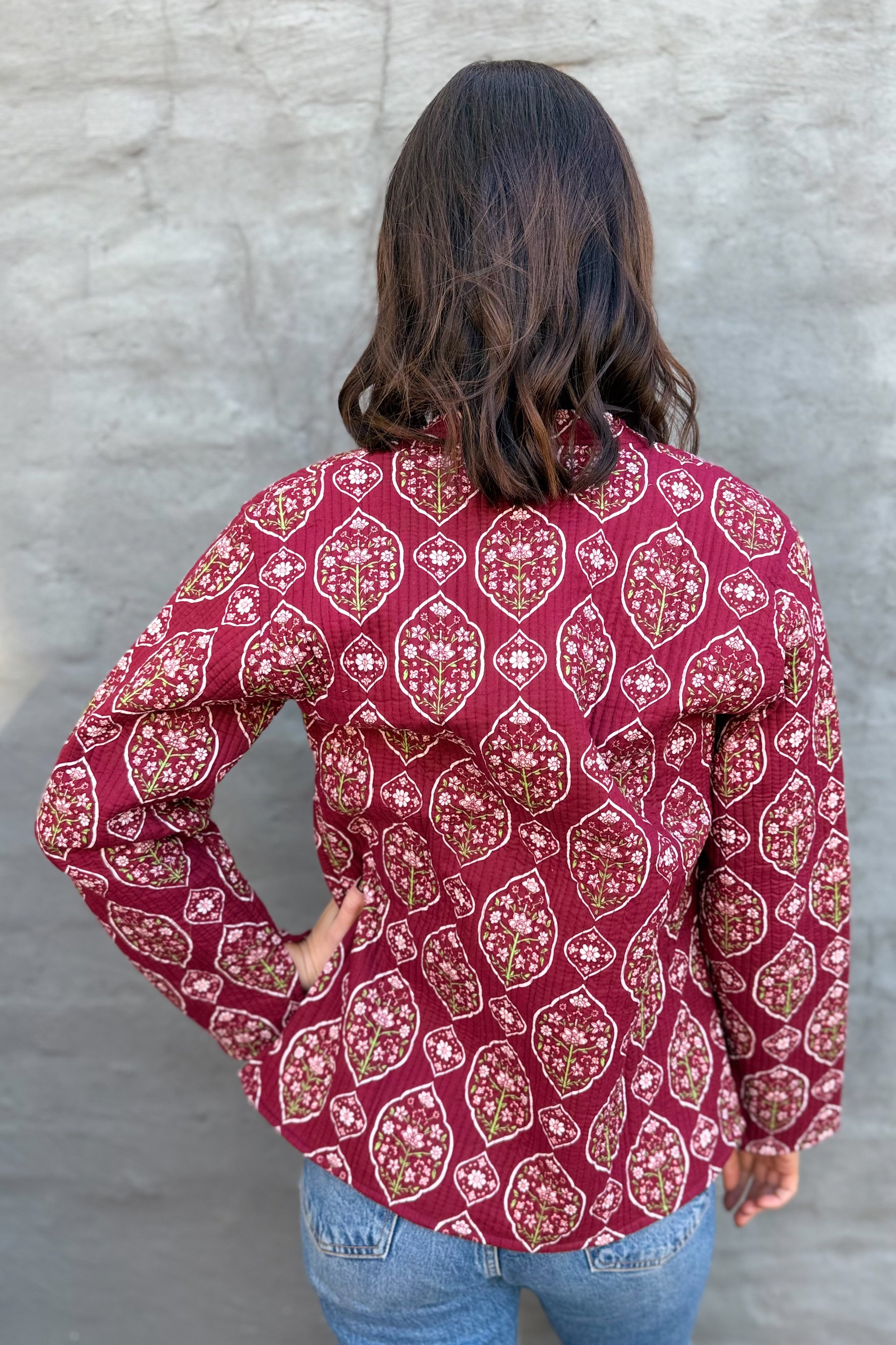 Quilted Cotton Jacket In Vintage Wine