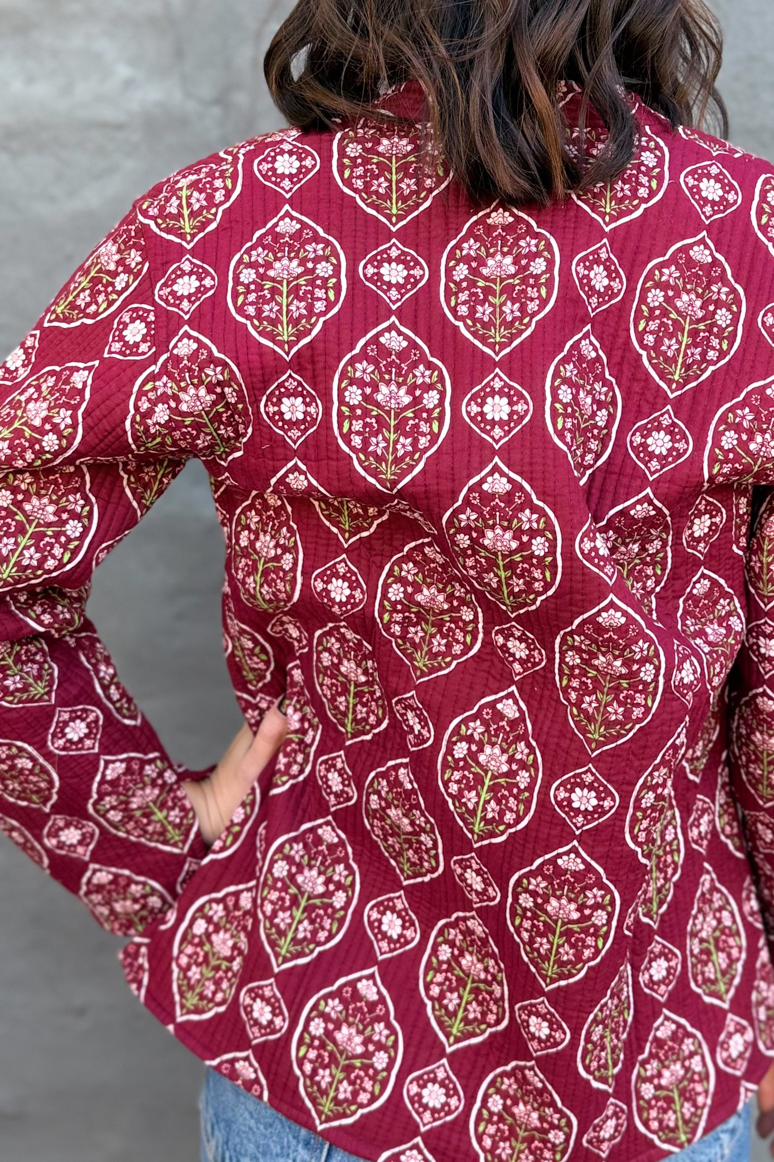 Quilted Cotton Jacket In Vintage Wine