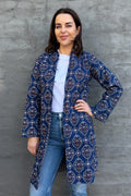 Quilted Cotton Coat In Vintage Navy