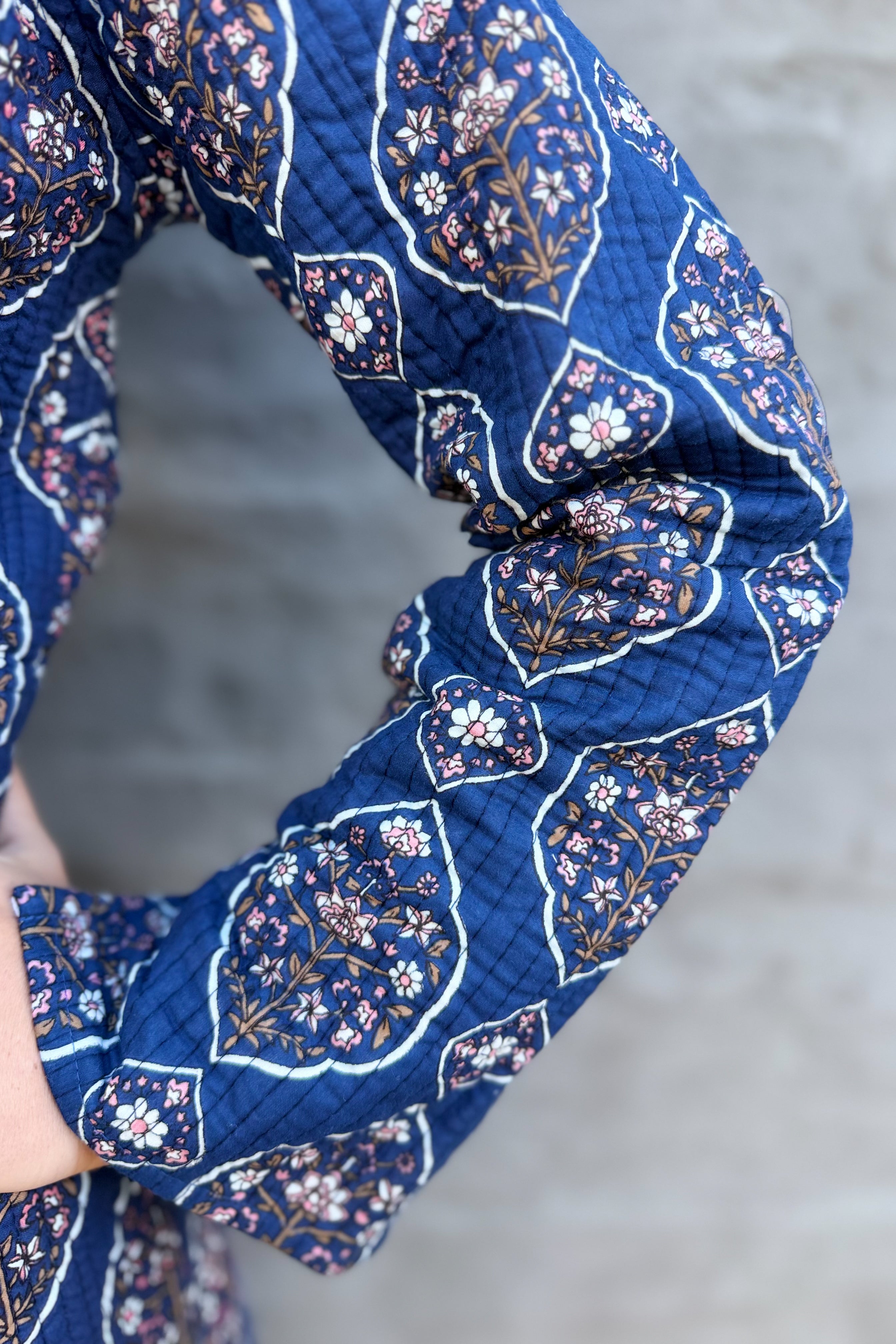 Quilted Cotton Coat In Vintage Navy