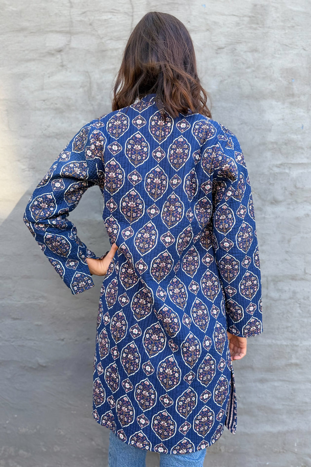 Quilted Cotton Coat In Vintage Navy
